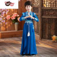 绿彩虹光汉服男童夏季2022新款唐装儿童古装中国风武侠古风帅气国学演出服