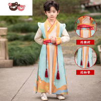 绿彩虹光汉服男童夏装2022新款中国风帅气女孩古装国学演出服儿童薄款唐装