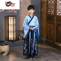 绿彩虹光儿童汉服中国风春季款男女古装班级朗诵演出服书童公子国学服唐装