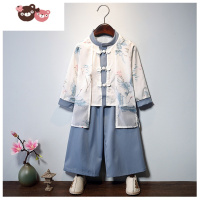 绿彩虹光汉服男童中国风春秋薄款表演出服儿童复古公子装宝宝抓周礼服唐装