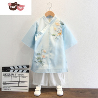 绿彩虹光汉服男童春秋薄款古风童装相声服公子少爷服儿童古装长衫国学服潮演出服