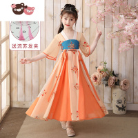 绿彩虹光汉服女童2022薄款女夏古装小女孩超仙古风新款夏季中国风儿童唐装演出服