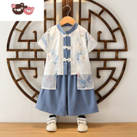 绿彩虹光汉服男童夏季薄款古装公子古风帅气幼儿园唐制唐装中国风儿童夏装演出服