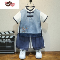 绿彩虹光汉服男童中国风高端夏装2022新款女宝宝古装幼儿园六一儿童表演服演出服