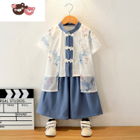 绿彩虹光汉服男童夏季薄款唐装中国风儿童夏装古装公子古风帅气国学服宝宝演出服