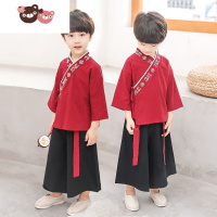 绿彩虹光男女童汉服儿童唐装宽松型男宝宝抓周服装周岁礼服春夏秋古装演出服