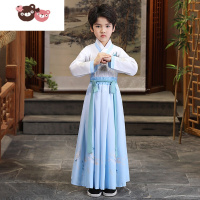 绿彩虹光汉服男童夏季薄款儿童国学服男孩超仙公子少爷服帅气古装儿童唐装演出服