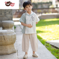 绿彩虹光汉服男童夏季薄款中国风古装儿童唐装夏装复古超仙宝宝国学服礼服演出服