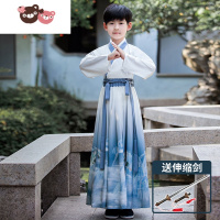 绿彩虹光汉服男童冬款加厚中国风春秋小男孩侠客风儿童古装超仙公子少爷服演出服