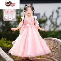 绿彩虹光汉服女童夏季薄款中国风儿童古风超仙唐装古装夏款2022新款夏装女演出服