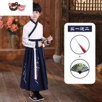 绿彩虹光汉服男童夏装薄款春秋古装男孩唐装中国风少爷服公子装国学表演服演出服