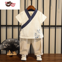 绿彩虹光儿童汉服唐装男童夏装套装中国风童装古装夏天小男孩民族服装夏款