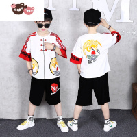 绿彩虹光汉服男童民族服装夏季宝宝唐服复古国潮套装六一幼儿园中国风古装