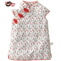 绿彩虹光女童夏装旗袍2022新款碎花连衣裙女宝宝夏季一周岁礼服裙子