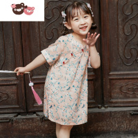 绿彩虹光2022春夏新款唐装碎花儿童汉服旗袍女童连衣裙宝宝民族风复古洋气裙子