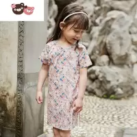 绿彩虹光女童旗袍夏季中国风改良连衣裙5岁宝宝连衣裙中式旗袍裙薄款女孩裙子