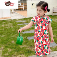 绿彩虹光炒鸡推荐 旗袍女夏季2022年新款连衣裙女宝宝改良汉服碎花裙裙子