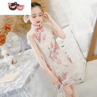 绿彩虹光女童旗袍公主裙2022新款礼服夏季薄款古筝演出服中国风儿童连衣裙裙子