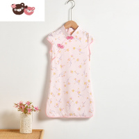 绿彩虹光旗袍新款薄女童中国风改良连衣裙2022夏季洋气儿童唐装演出服裙子