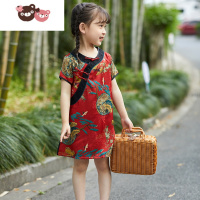 绿彩虹光女童旗袍夏季中国风改良连衣裙儿童古风国潮汉服宝宝唐装礼服中式裙子