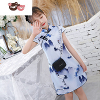 绿彩虹光旗袍女童夏季改良夏天雪纺大童夏薄款连衣裙夏装中国风儿童小裙子