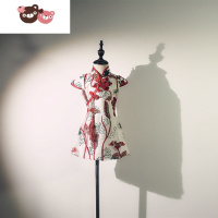 绿彩虹光儿童旗袍旗袍表演礼服小孩走秀碎花红色国风高级礼服女童连衣裙裙子