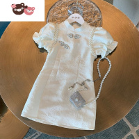 绿彩虹光女童旗袍夏季儿童2022新款中国风古装裙子宝宝洋气周岁礼服连衣裙