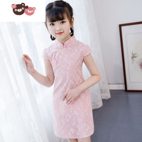 绿彩虹光女童旗袍2022新款夏季3岁9女孩碎花连衣裙中大童改良版中国风唐装裙子