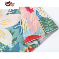 绿彩虹光夏威夷风 大朵花簇女童印花中式旗袍 连衣裙 复古连衣裙裙子