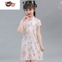 绿彩虹光2022樱花儿童旗袍夏季女童唐装汉服中国风长款中式复古连衣裙裙子