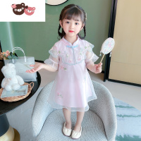 绿彩虹光女童旗袍连衣裙夏季中国风儿童古装裙子超仙女宝宝网纱夏装公主裙