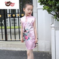 绿彩虹光2022年新款夏季清凉儿童旗袍女童古装旅游拍照表演服饰纺丝连衣裙裙子