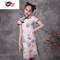 绿彩虹光女童旗袍2022年夏装新品改良儿童中国风唐装连衣裙复古时尚连衣裙裙子