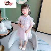 绿彩虹光女童旗袍夏季2022新款汉服夏装复古儿童装女宝宝唐装民族风连衣裙裙子