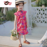 绿彩虹光2022新款棉夏季女童旗袍中国风改良翡翠湾汉服宝宝周岁礼服连衣裙裙子