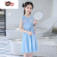 绿彩虹光女童汉服连衣裙夏装中大童夏款小女孩旗袍无袖裙子超洋气夏天