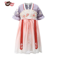 绿彩虹光汉服女童夏季儿童唐装女中国风超仙襦裙古装汉服裙童装长安乐裙子