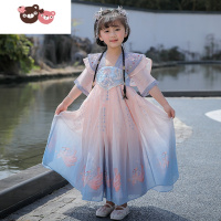绿彩虹光儿童汉服女童夏季古装中国风超仙连衣裙童装薄款短袖襦裙女孩古风裙子