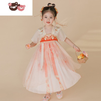 绿彩虹光汉服女童夏款短袖超仙中国风连衣裙宝宝改良唐制古装儿童古风襦裙裙子