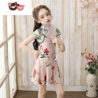 绿彩虹光女童旗袍夏季中国风薄款儿童唐装改良小童洋气小孩古装女宝宝复古裙子