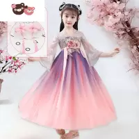 绿彩虹光女童汉服夏季中国风古装超仙儿童连衣裙夏装古风裙子夏款唐装夏装