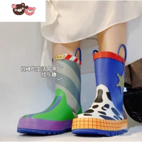 绿彩虹光儿童雨鞋玩具总动员卡通可爱防滑中大童成人男女巴斯光年雨靴宝宝