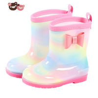 绿彩虹光儿童雨鞋防水防滑学生雨水鞋宝贝加绒可爱小公主雨鞋男女童雨水靴