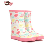 绿彩虹光儿童雨鞋中大童宝宝轻便防滑水鞋男童女童小学生雨衣雨靴套装冬季