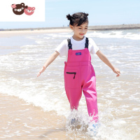 绿彩虹光儿童玩水连体下水裤幼儿园防水衣服赶海男女小孩雨鞋抓鱼雨裤沙滩