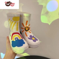 绿彩虹光女款水鞋网红小红书ins风橡胶雨鞋儿童防滑卡通鸳鸯巴斯光年雨靴