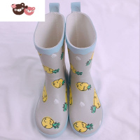 绿彩虹光2019韩版时尚潮儿童雨鞋童靴菠萝条纹花朵云朵雨靴中大童学生胶鞋