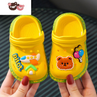 绿彩虹光儿童拖鞋夏季男童防滑婴幼儿洗澡1-3岁宝宝包头可爱女童洞洞凉鞋