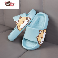 绿彩虹光儿童拖鞋夏季男童室内一家三口网红柴犬防滑踩屎感亲子宝宝凉拖鞋