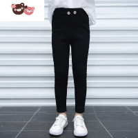 绿彩虹光女童裤子2021春秋薄款洋气魔术裤外穿小黑裤弹力修身中大童铅笔裤